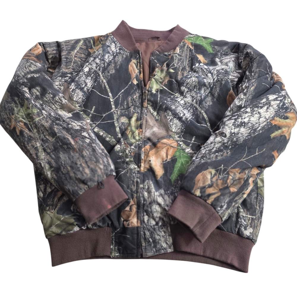Cabela's Vintage Mossy Oak Woodland Camouflage Camo Reversable Puffer Jacket L
